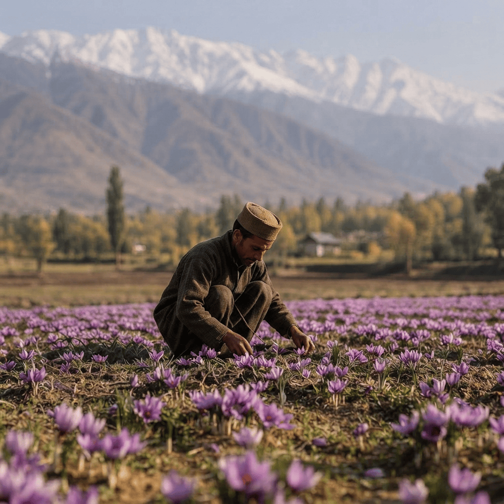 Kashmiri saffron farmer